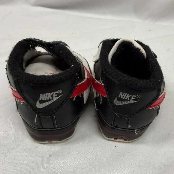 90's Vintage Nike Court Infant Baby White Red Black Crib Shoes Sz 2 RARE HTF - Picture 4 of 6